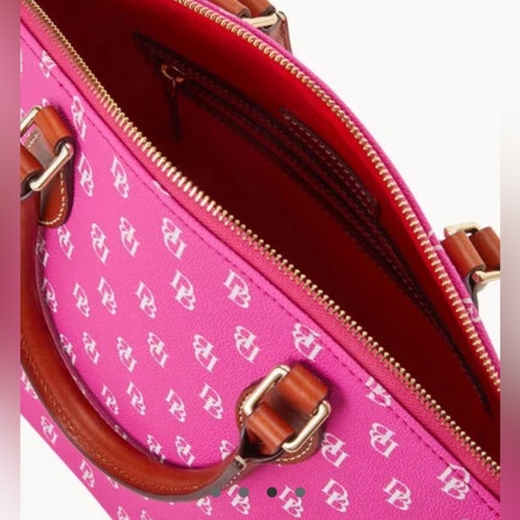 Dooney & Bourke Pink Satchel with Gold Hardware and Monogram Pattern - Picture 2 of 4